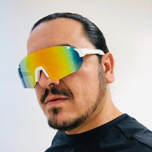 Sport Men Sunglasses Outdoor‎ White Frame Mirror Lens Beach Shades Lentes Gafas